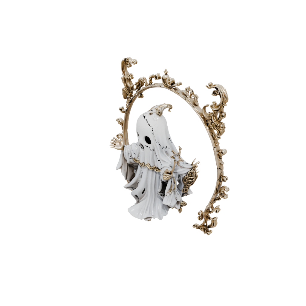 Gold Ornate Spooky Ghost Figurine — seasonal 3D print model, STL