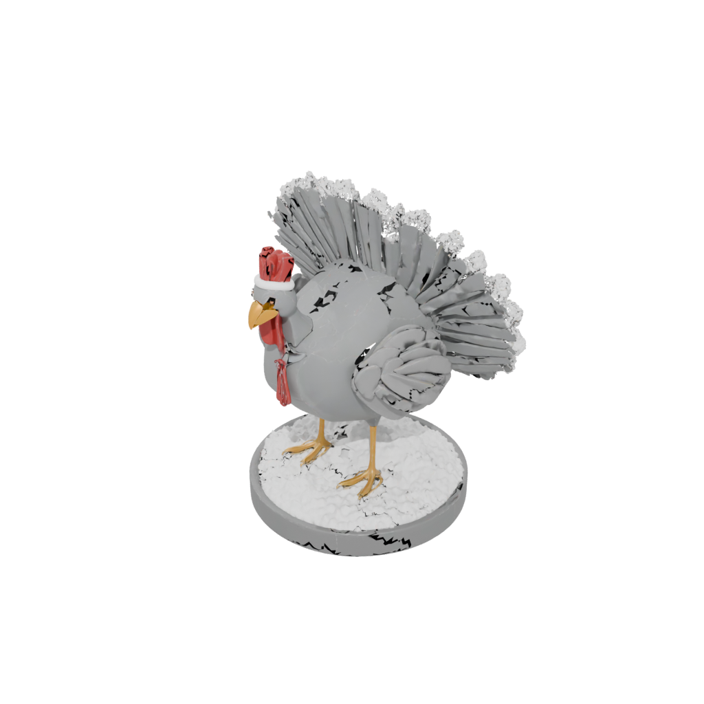 Holiday Cute Turkey Centerpiece Figure — seasonal 3D print model, STL