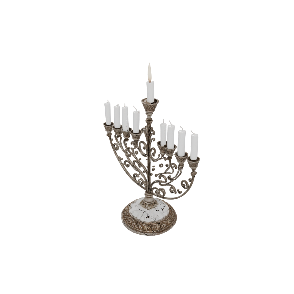 Holiday Ornate Menorah Candle Stand — seasonal 3D print model, STL