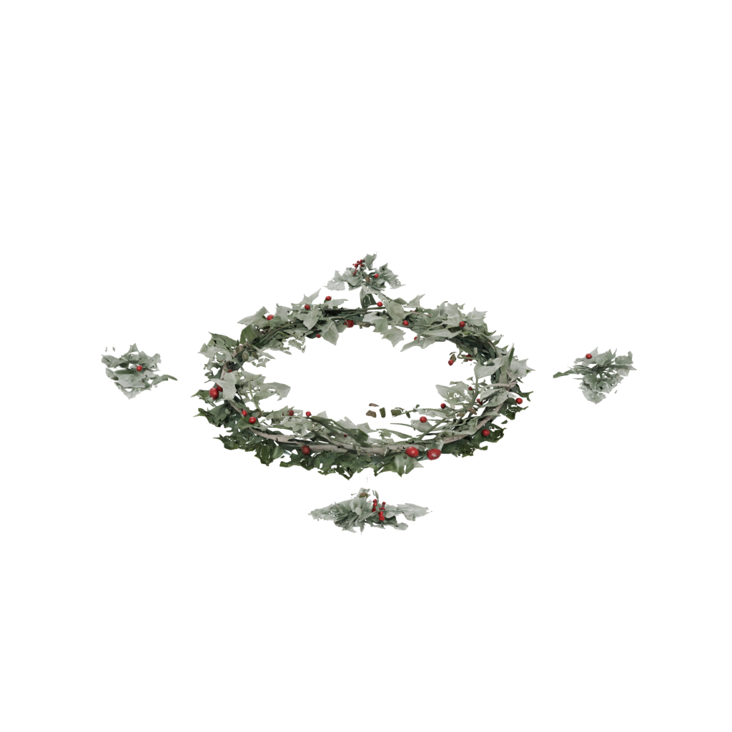 Holiday Rustic Holly Wreath Relief — seasonal 3D print model, STL