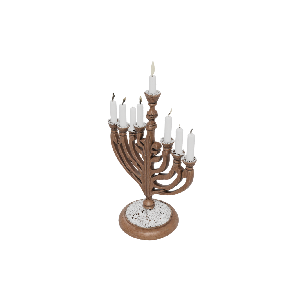 Holiday Rustic Menorah Candle Stand — seasonal 3D print model, STL