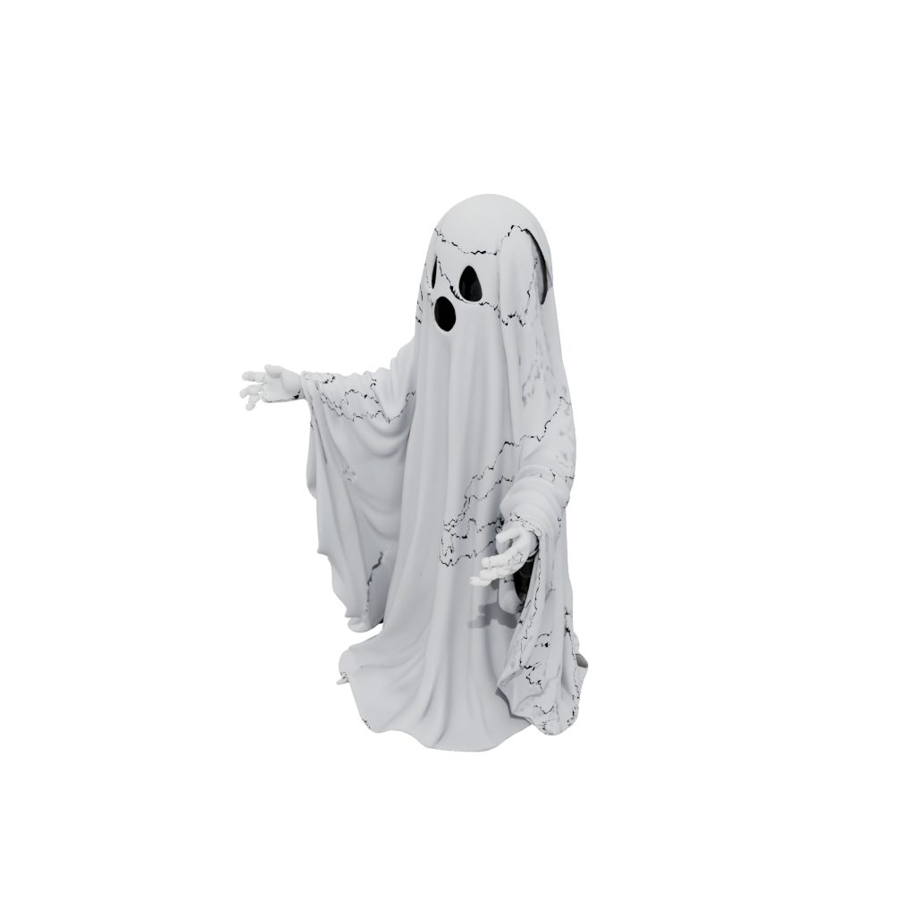 Jumbo Modern Spooky Ghost Figurine — seasonal 3D print model, STL