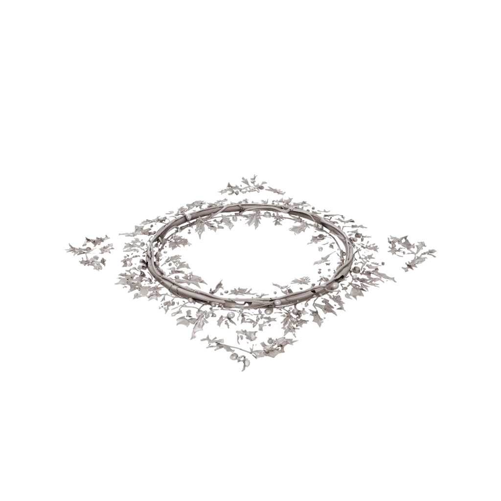 Jumbo Ornate Holly Wreath Relief — seasonal 3D print model, STL