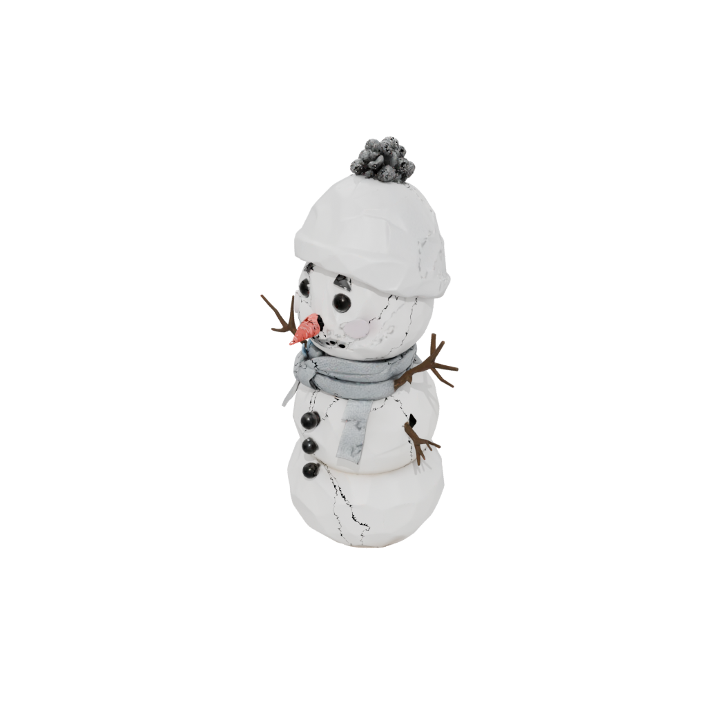 Low-Poly Cute Snowman Figure — seasonal 3D print model, STL