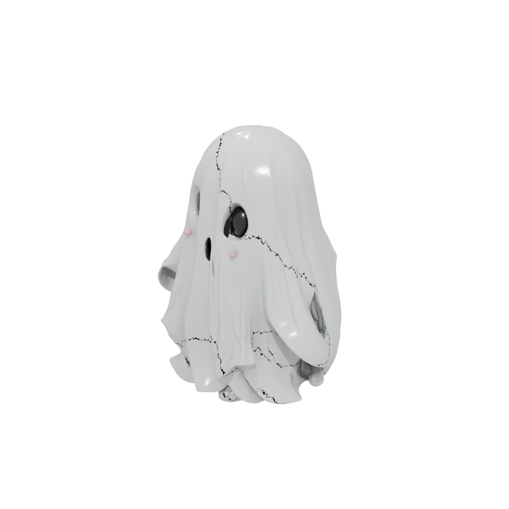Low-Poly Cute Spooky Ghost Figurine — seasonal 3D print model, STL
