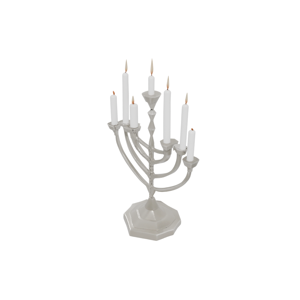 Low-Poly Modern Menorah Candle Stand — seasonal 3D print model, STL