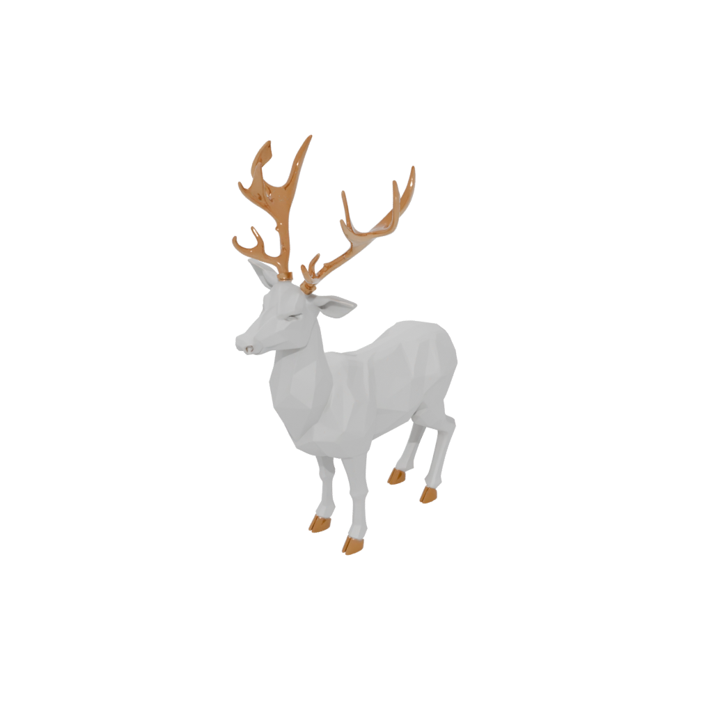 Low-Poly Modern Reindeer Figurine — seasonal 3D print model, STL