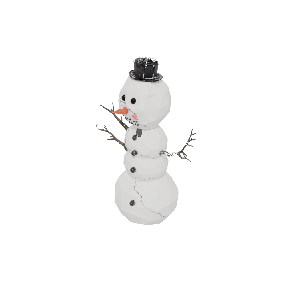 Low-Poly Modern Snowman Figure — seasonal 3D print model, STL
