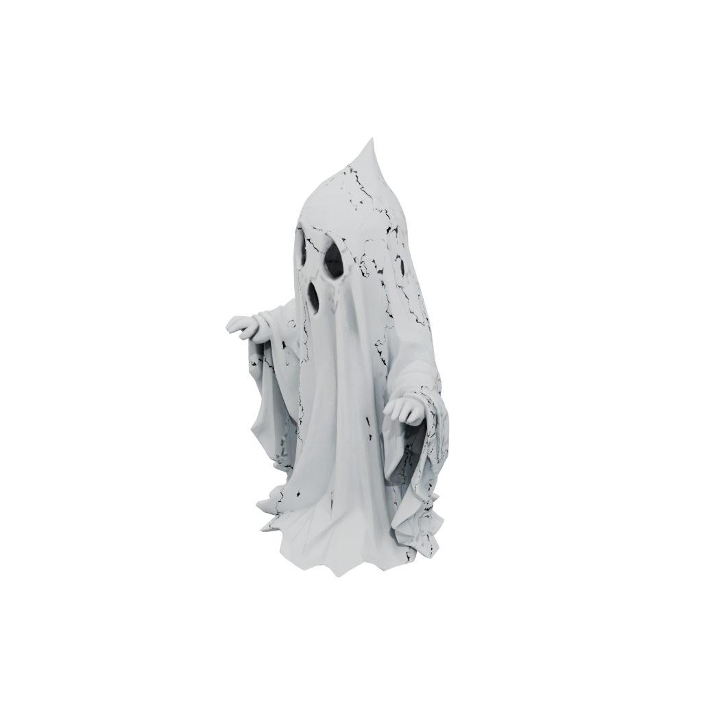 Low-Poly Modern Spooky Ghost Figurine — seasonal 3D print model, STL