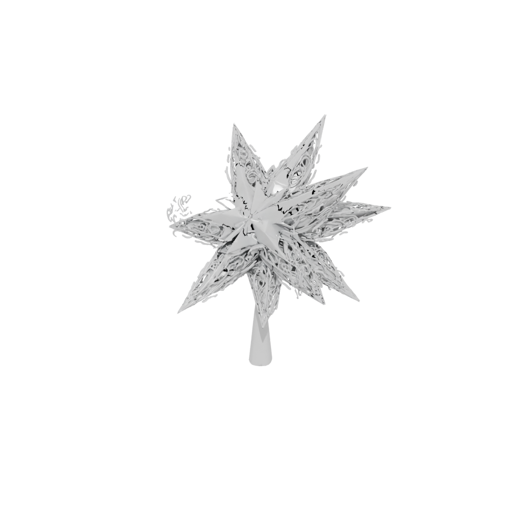 Low-Poly Ornate Christmas Tree Topper Star — seasonal 3D print model, STL