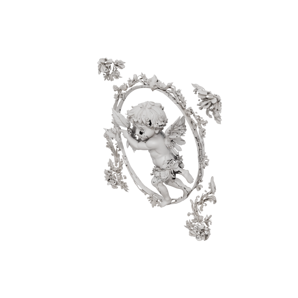 Low-Poly Ornate Cupid Charm — seasonal 3D print model, STL