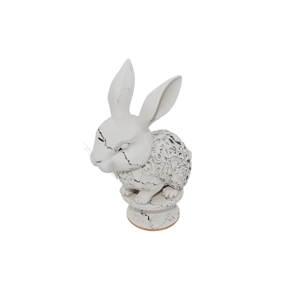 Low-Poly Ornate Egg Cup Bunny — seasonal 3D print model, STL