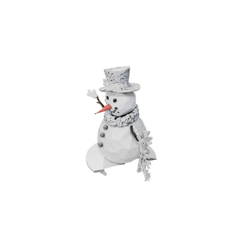 Low-Poly Ornate Snowman Figure — seasonal 3D print model, STL