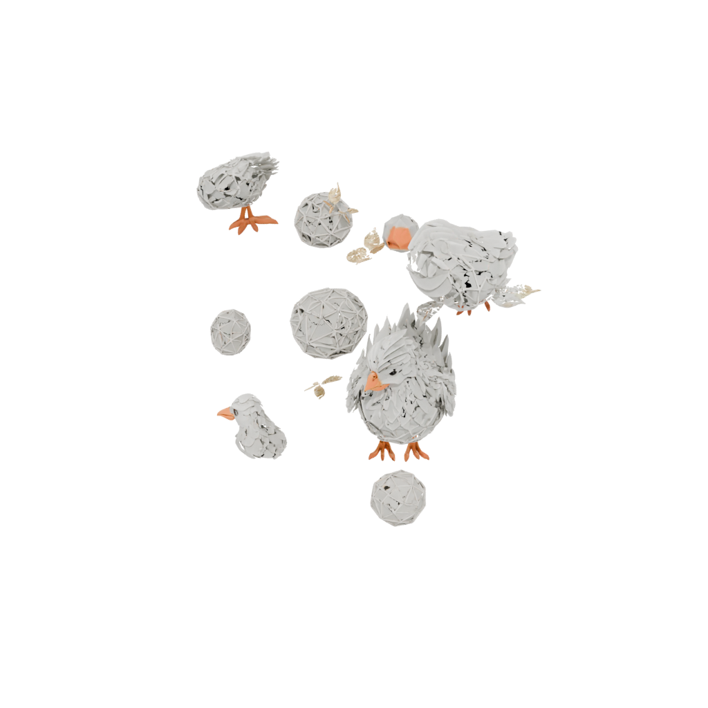 Low-Poly Ornate Spring Chick Figure — seasonal 3D print model, STL