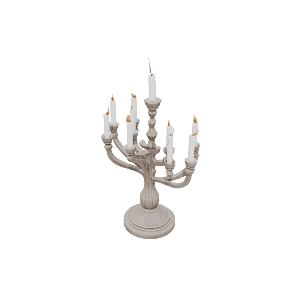 Low-Poly Rustic Menorah Candle Stand — seasonal 3D print model, STL