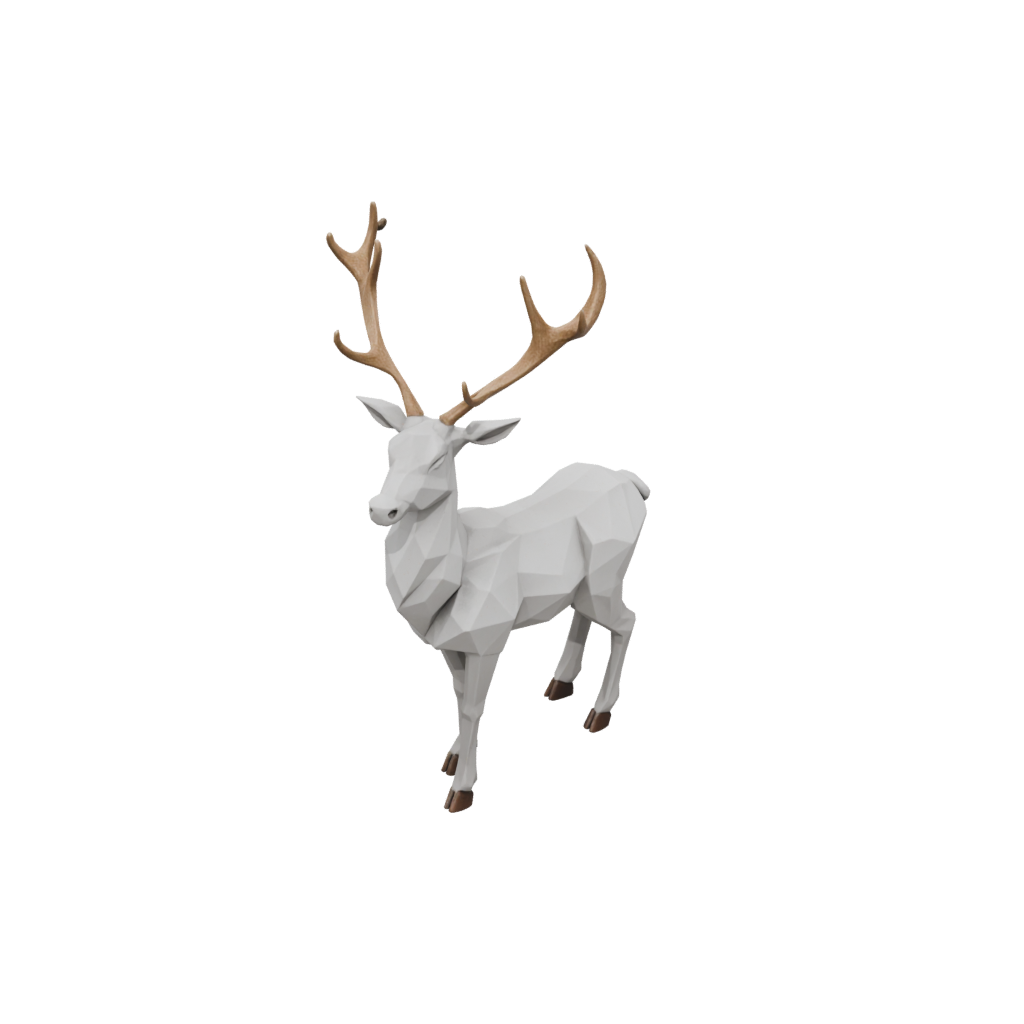 Low-Poly Rustic Reindeer Figurine — seasonal 3D print model, STL