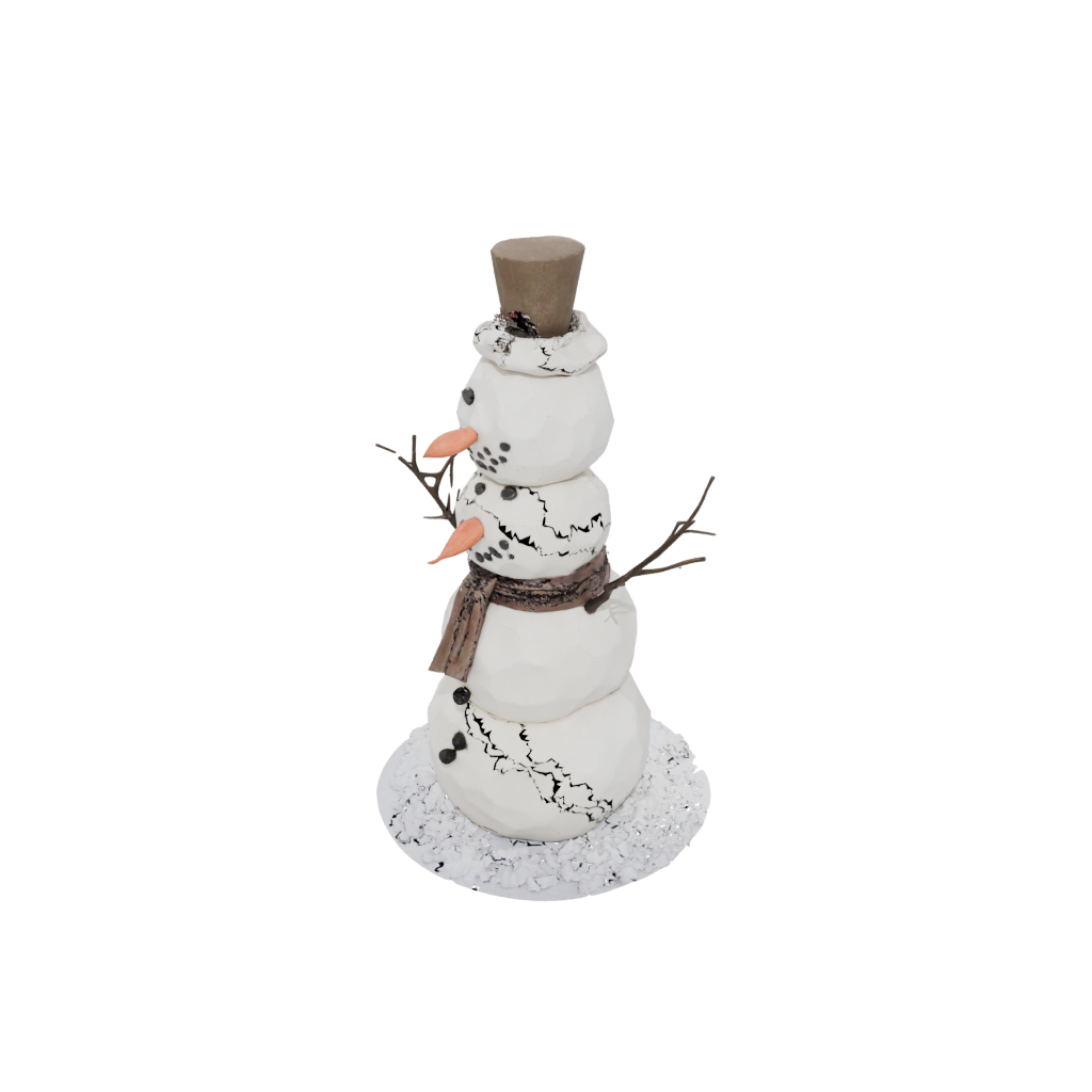 Low-Poly Rustic Snowman Figure — seasonal 3D print model, STL
