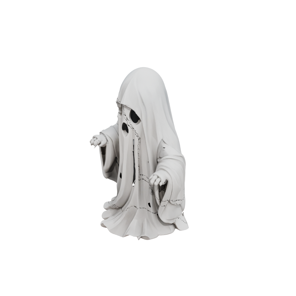 Low-Poly Rustic Spooky Ghost Figurine — seasonal 3D print model, STL
