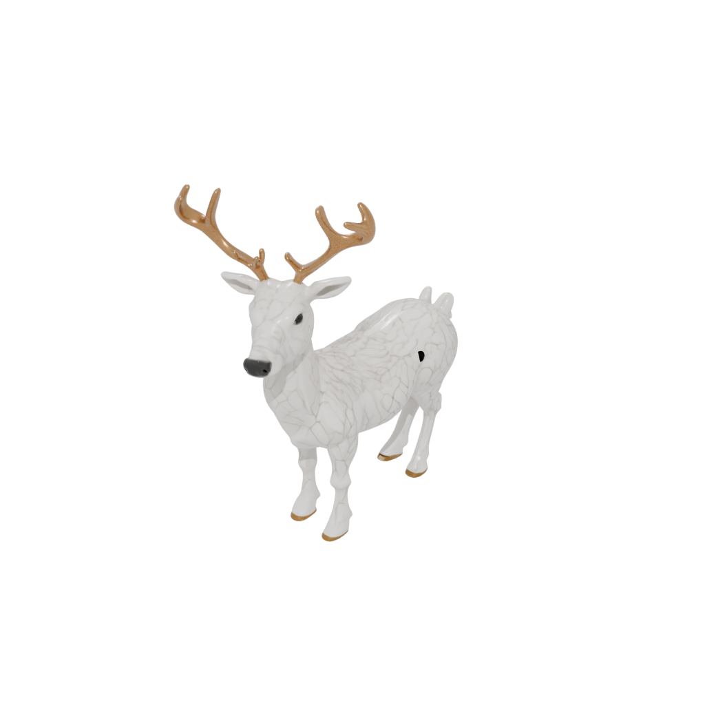 Marble Cute Reindeer Figurine — seasonal 3D print model, STL