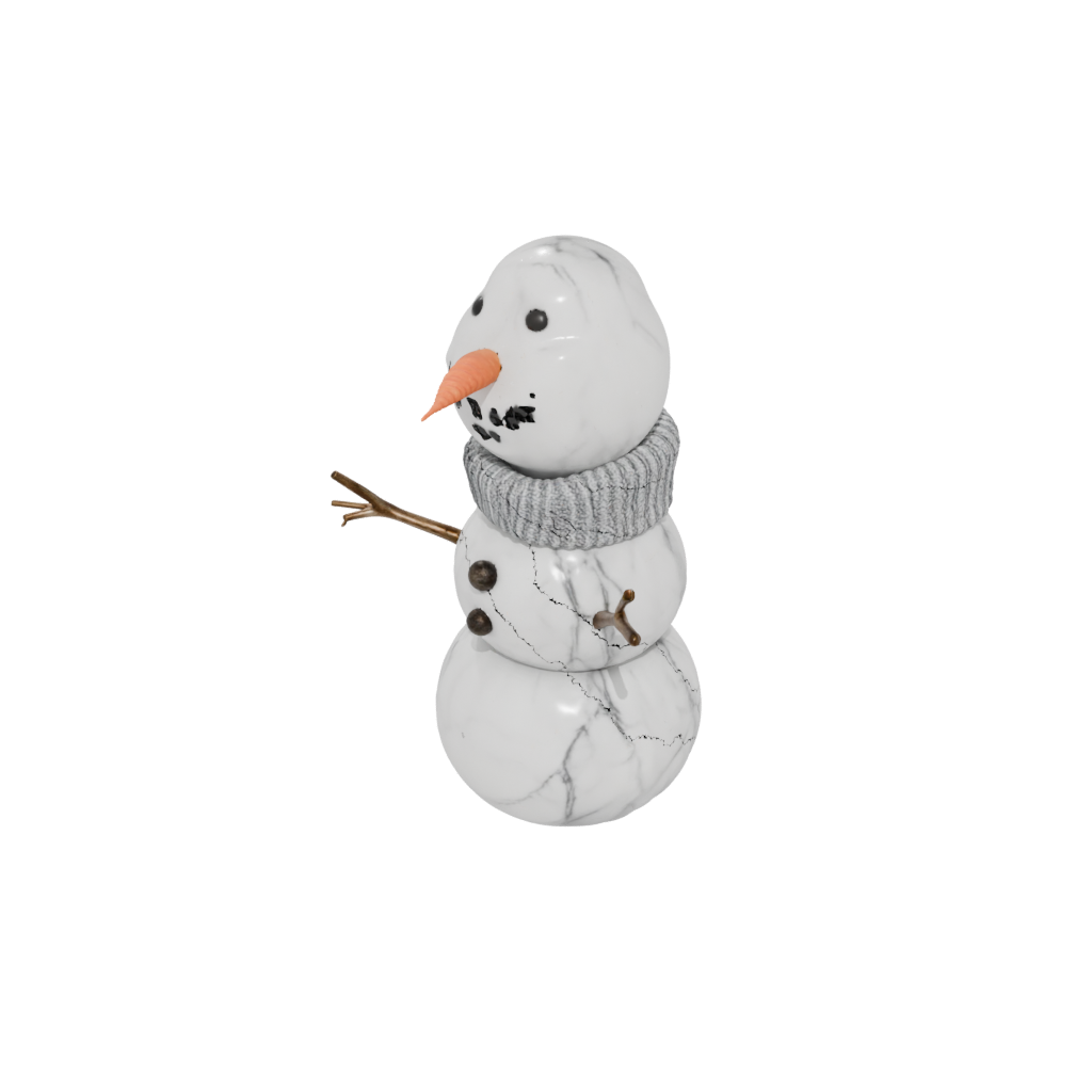 Marble Cute Snowman Figure — seasonal 3D print model, STL