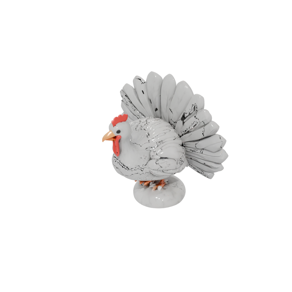 Marble Cute Turkey Centerpiece Figure — seasonal 3D print model, STL