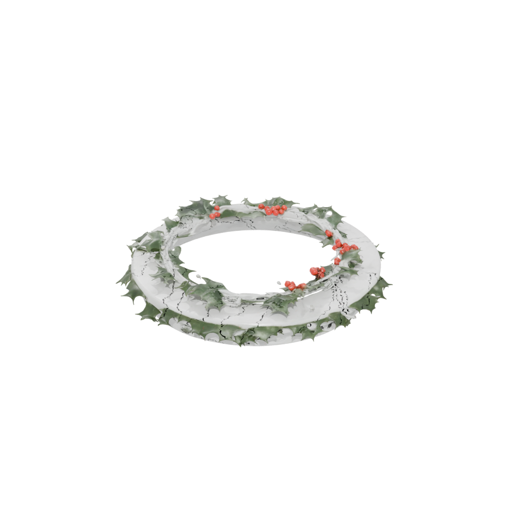 Marble Modern Holly Wreath Relief — seasonal 3D print model, STL