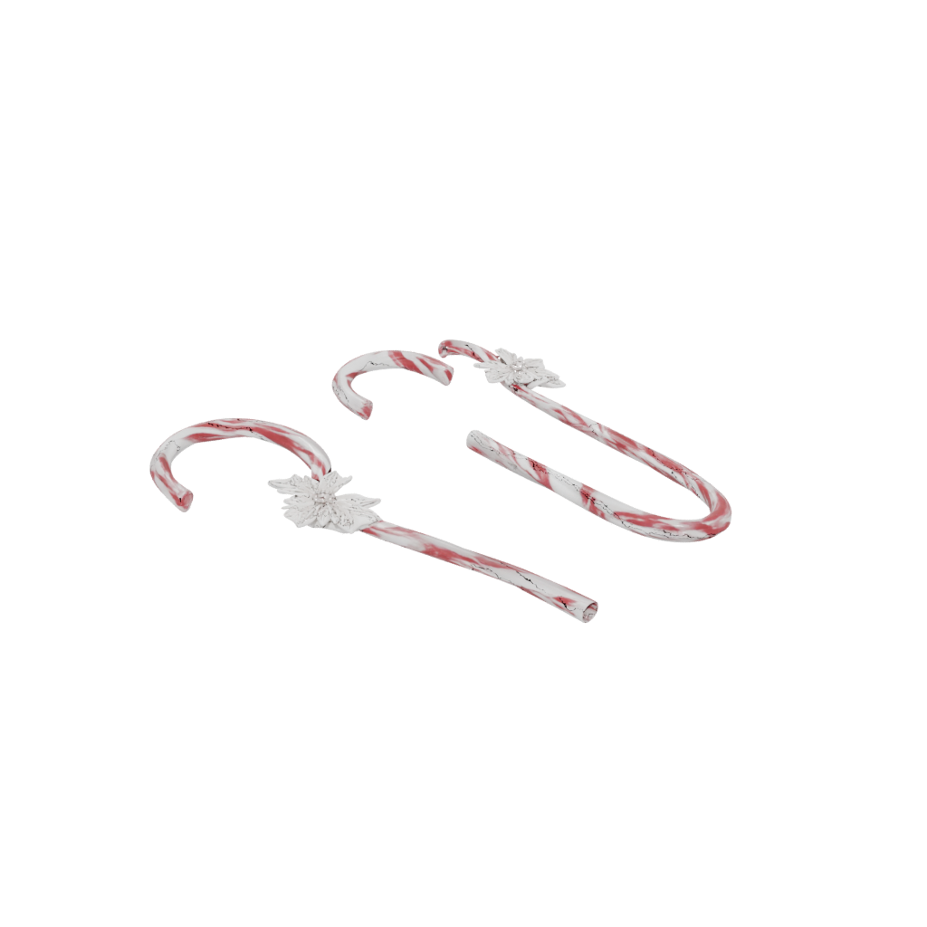 Marble Ornate Candy Cane Hook Pair — seasonal 3D print model, STL