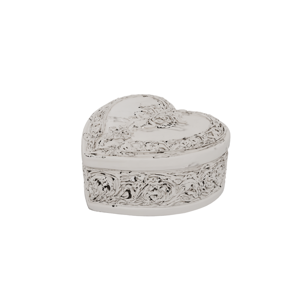 Marble Ornate Heart Trinket Box — seasonal 3D print model, STL