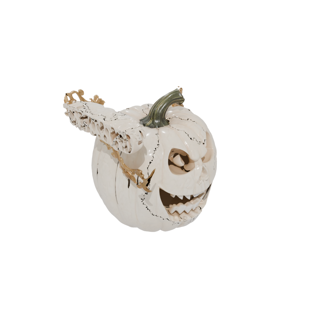 Marble Ornate Jack-O-Lantern With Carved Grin — seasonal 3D print model, STL