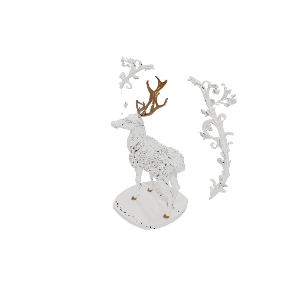 Marble Ornate Reindeer Figurine — seasonal 3D print model, STL