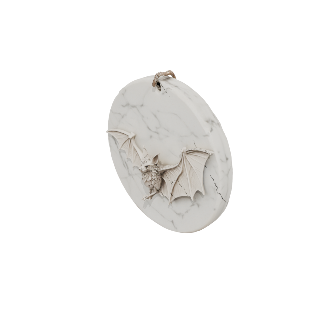 Marble Rustic Bat Ornament — seasonal 3D print model, STL
