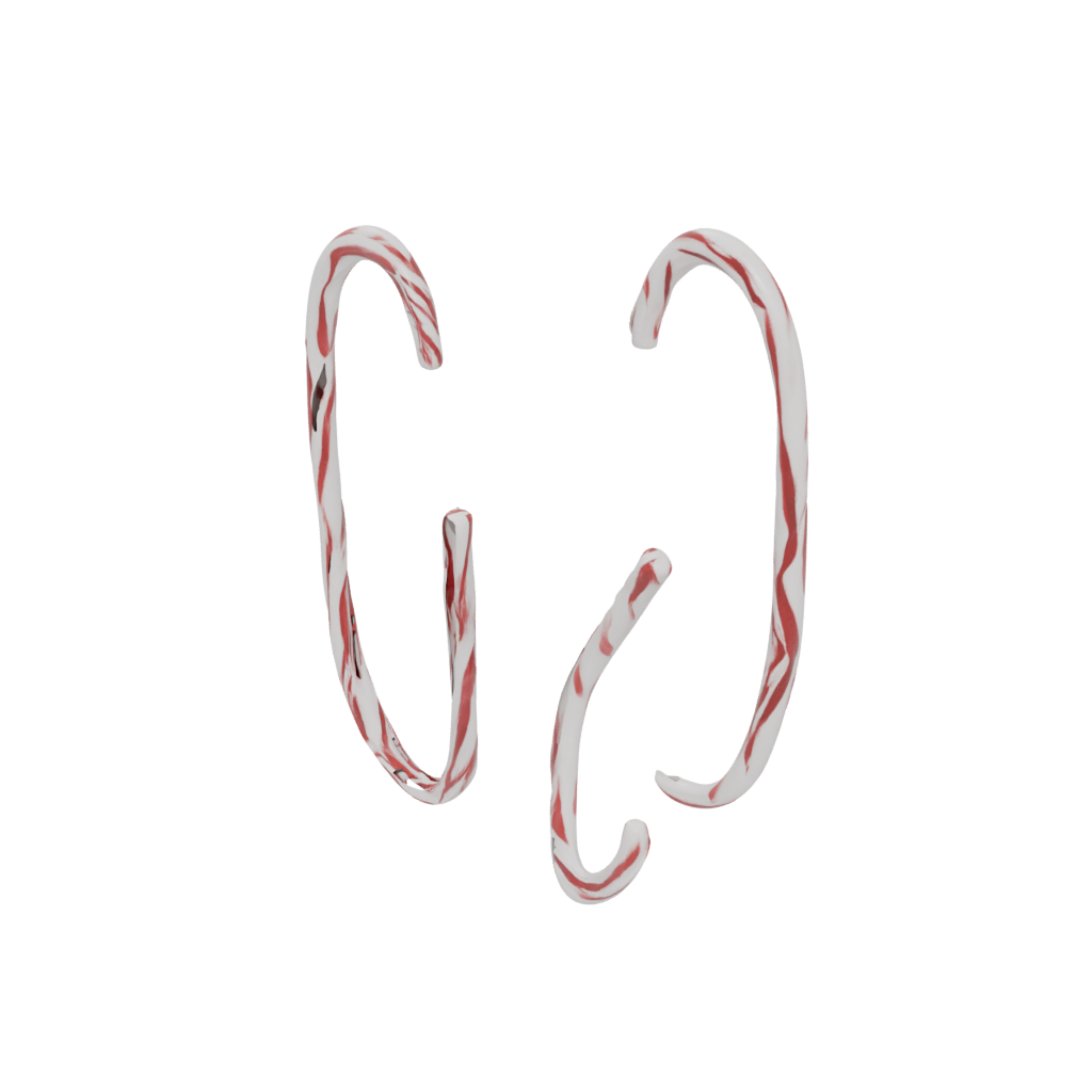 Marble Rustic Candy Cane Hook Pair — seasonal 3D print model, STL
