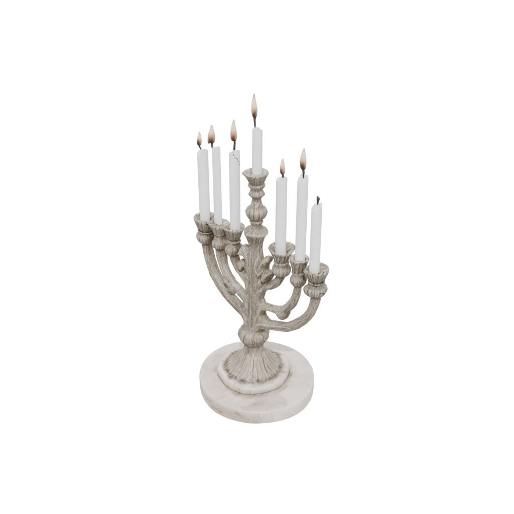 Marble Rustic Menorah Candle Stand — seasonal 3D print model, STL
