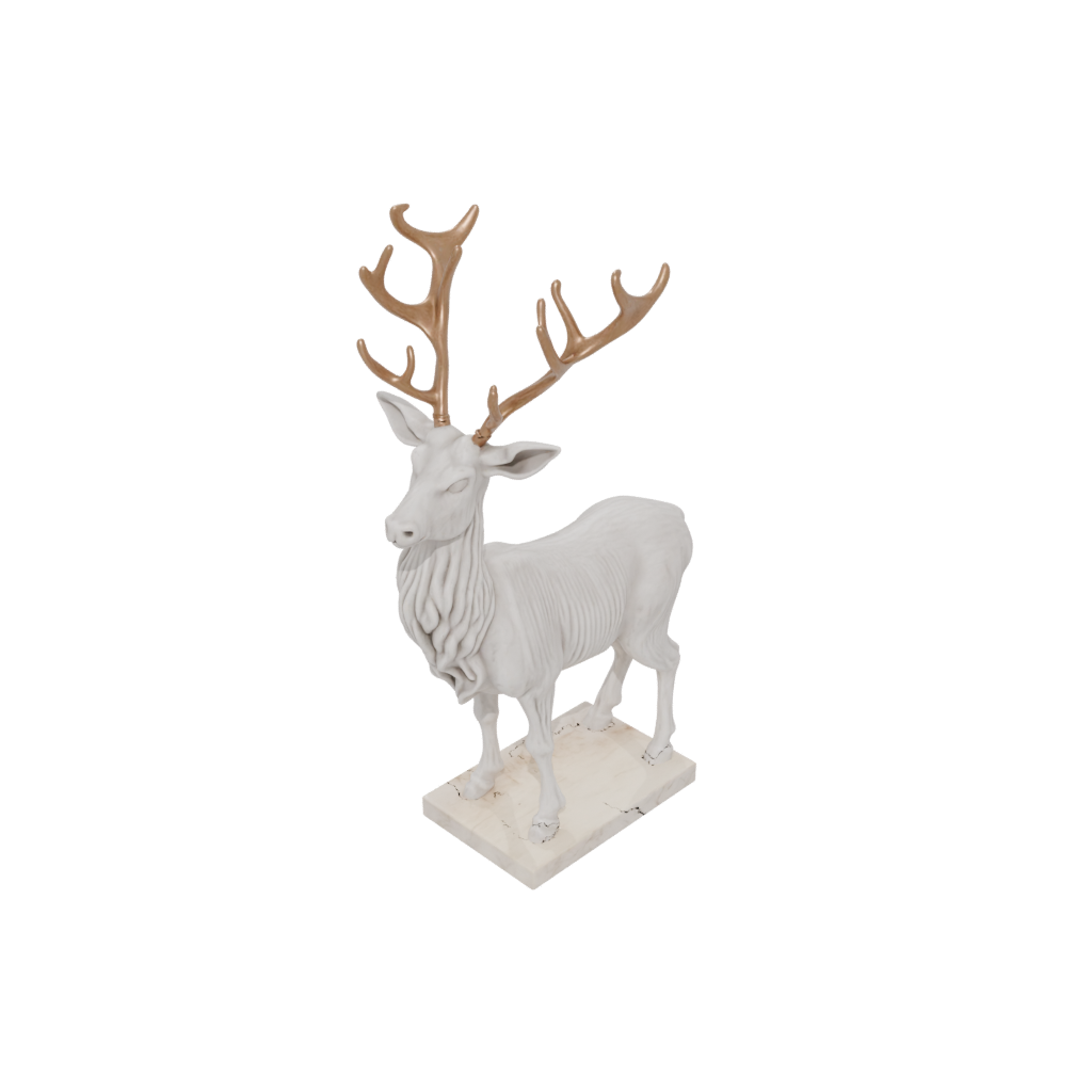 Marble Rustic Reindeer Figurine — seasonal 3D print model, STL