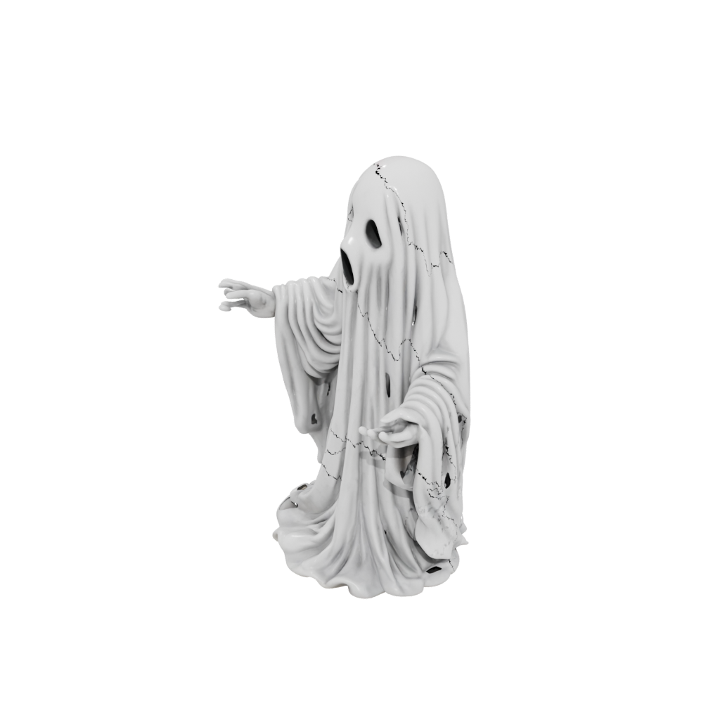 Marble Rustic Spooky Ghost Figurine — seasonal 3D print model, STL