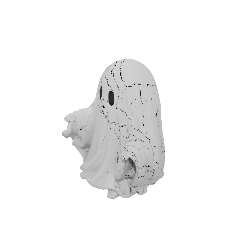 Mini Cute Spooky Ghost Figurine — seasonal 3D print model, STL