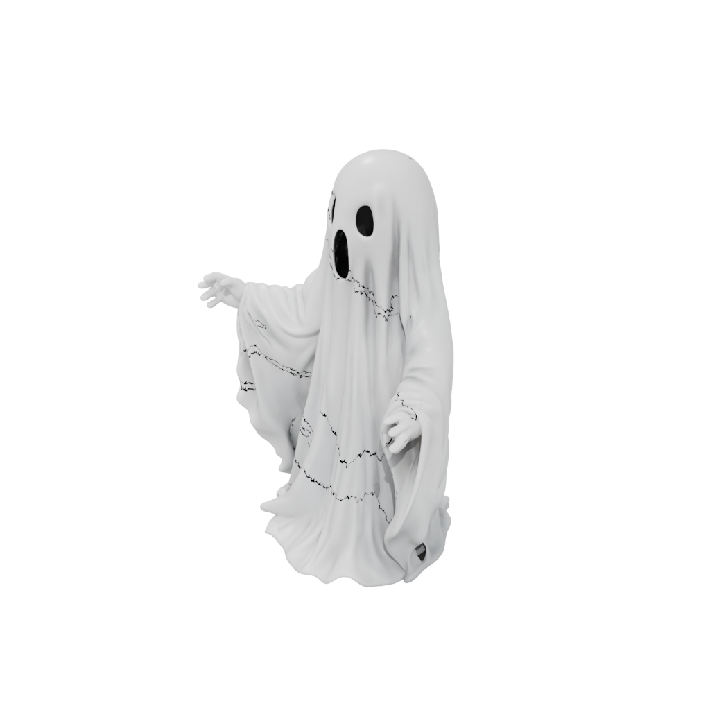 Mini Modern Spooky Ghost Figurine — seasonal 3D print model, STL