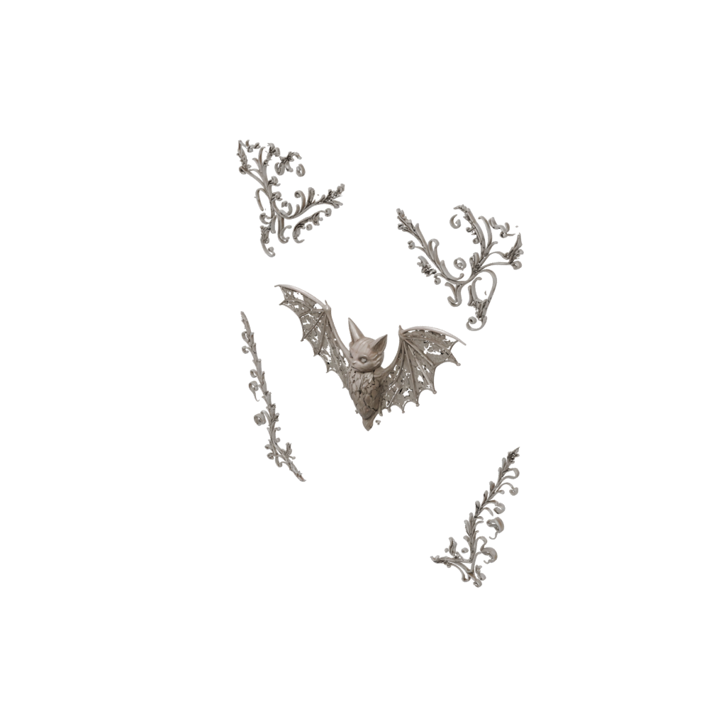 Mini Ornate Bat Ornament — seasonal 3D print model, STL