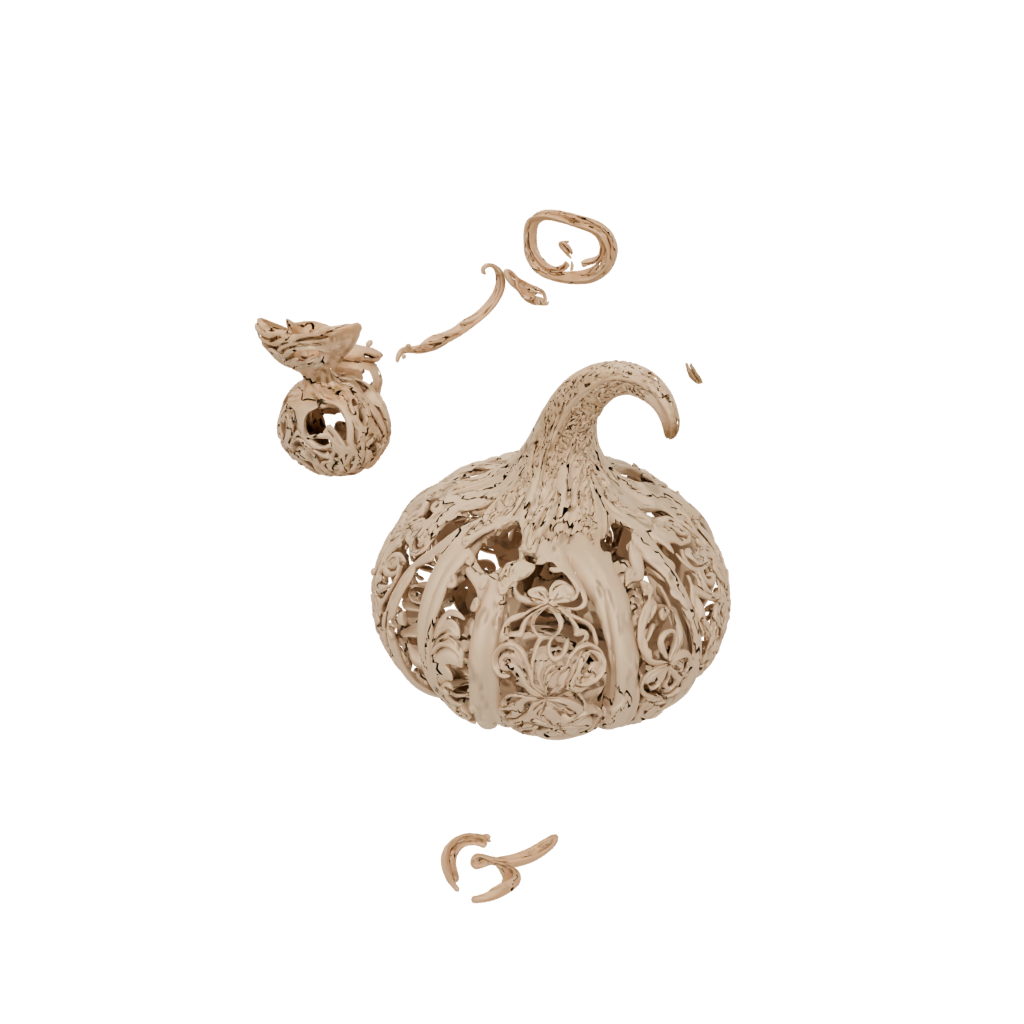 Mini Ornate Carved Gourd Figure — seasonal 3D print model, STL