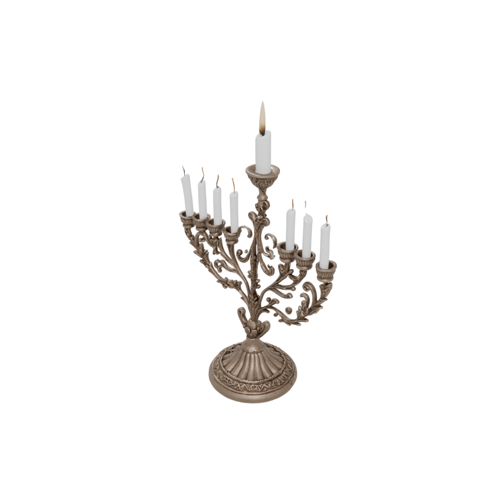 Mini Ornate Menorah Candle Stand — seasonal 3D print model, STL