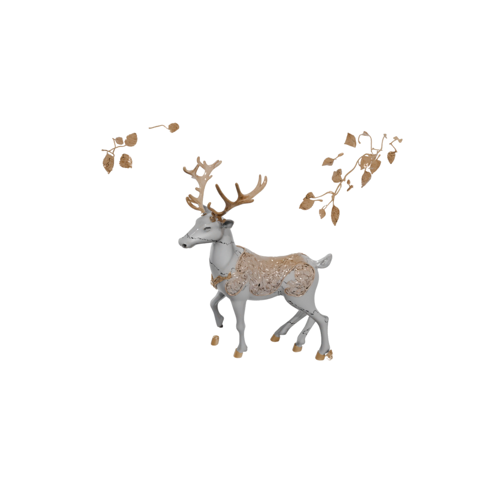 Mini Ornate Reindeer Figurine — seasonal 3D print model, STL