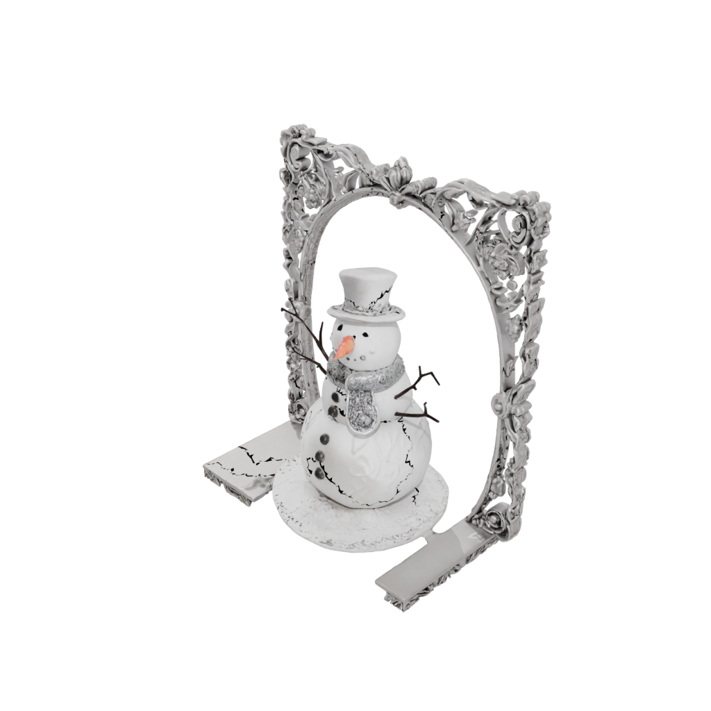 Mini Ornate Snowman Figure — seasonal 3D print model, STL