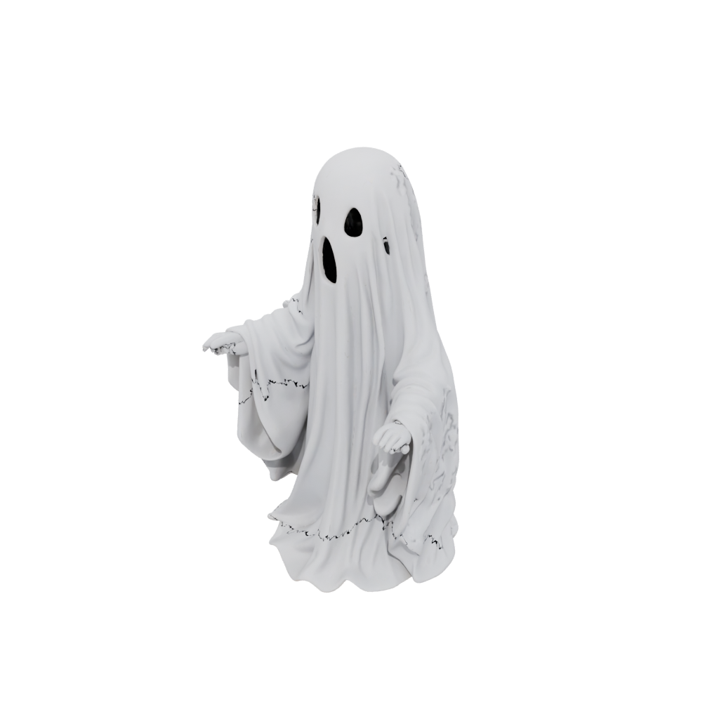 Modern Spooky Ghost Figurine — seasonal 3D print model, STL