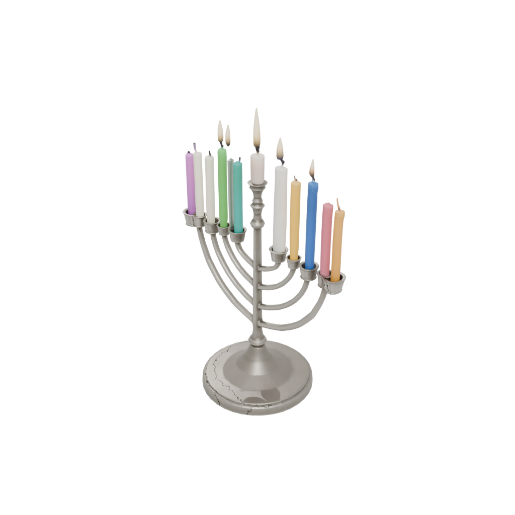 Neon Menorah Candle Stand — seasonal 3D print model, STL