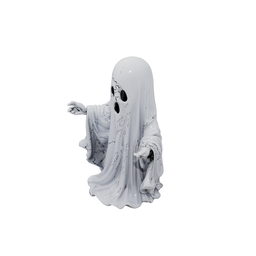 Neon Spooky Ghost Figurine — seasonal 3D print model, STL