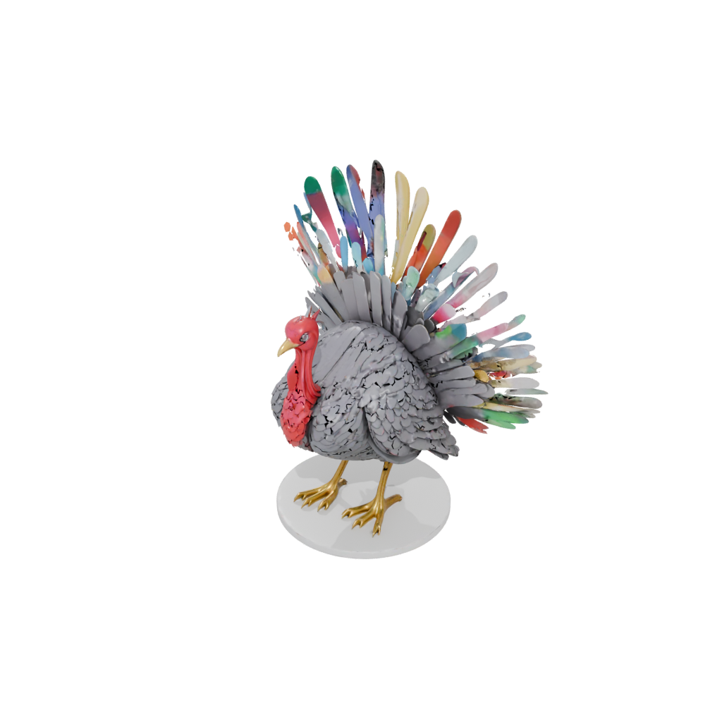Neon Turkey Centerpiece Figure — seasonal 3D print model, STL
