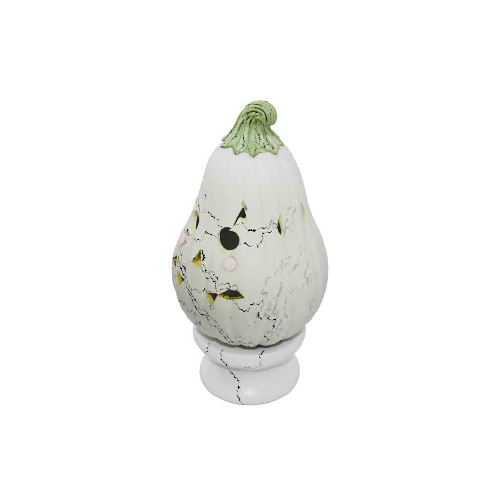 Neon Cute Carved Gourd Figure — seasonal 3D print model, STL