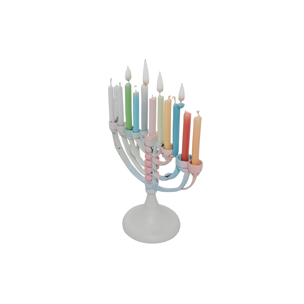 Neon Cute Menorah Candle Stand — seasonal 3D print model, STL
