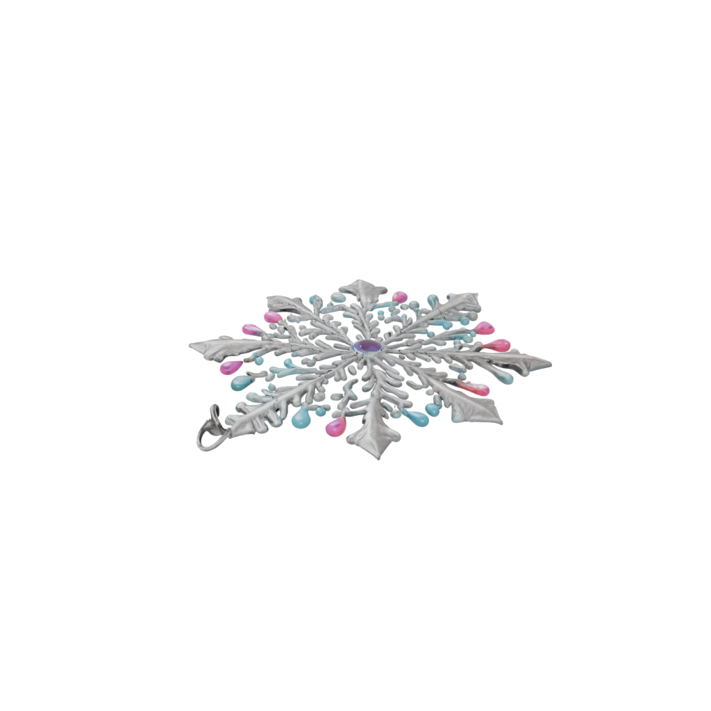 Neon Cute Ornate Snowflake Ornament — seasonal 3D print model, STL