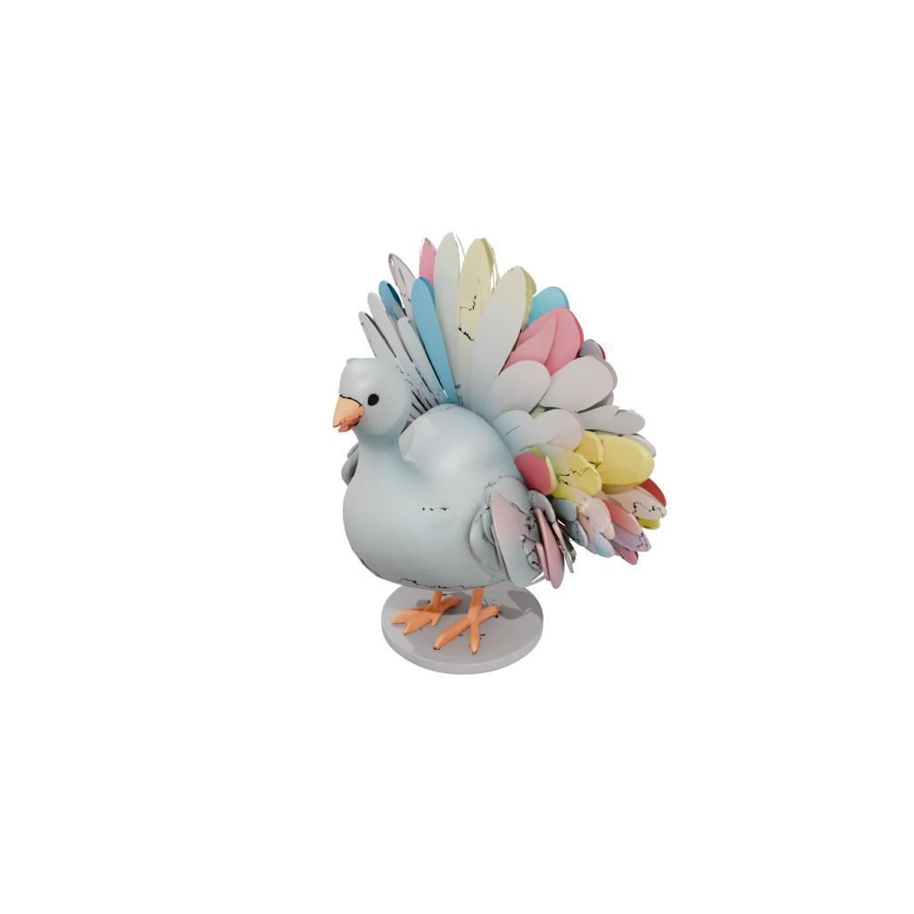 Neon Cute Turkey Centerpiece Figure — seasonal 3D print model, STL